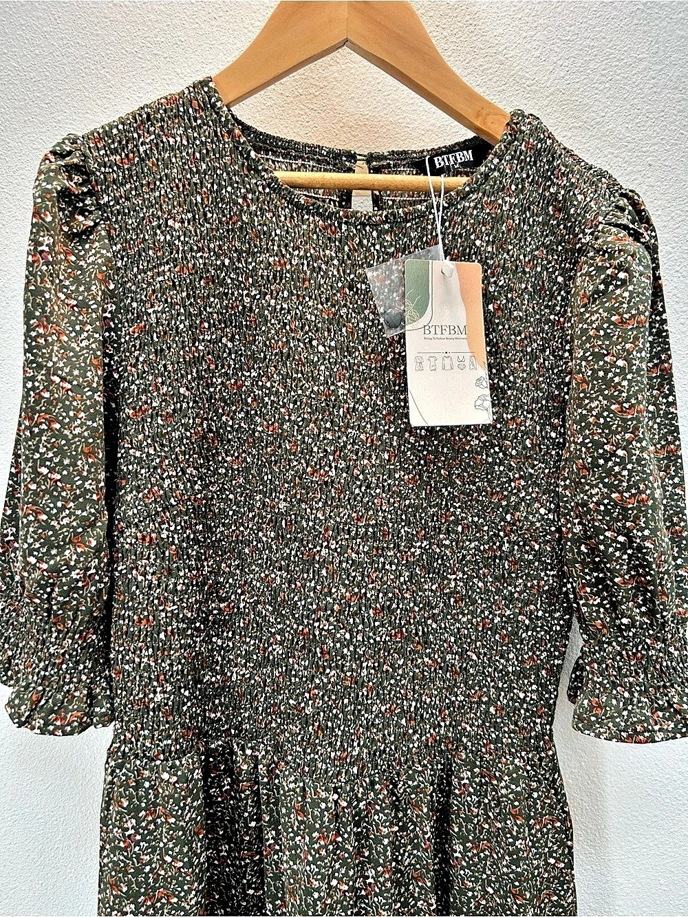 Floral Tiered Maxi Dress, Fall Staple, Green & Brown, NWT